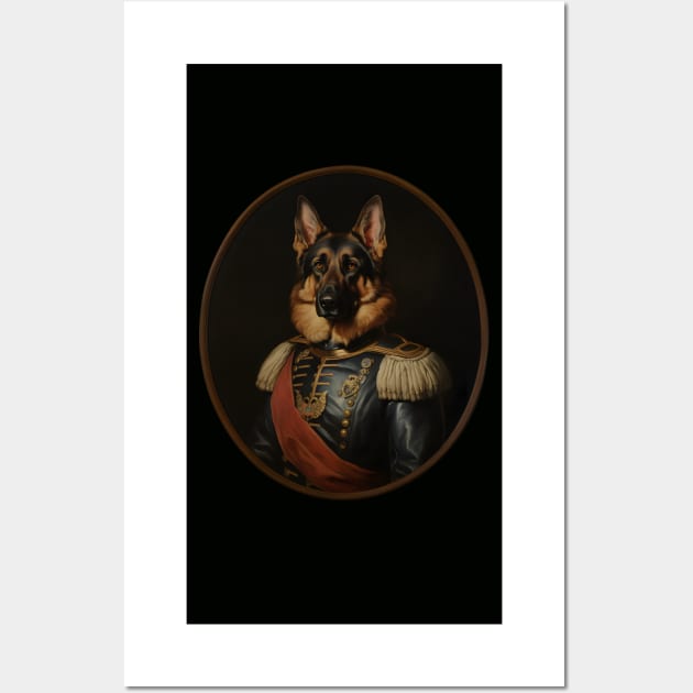 Victorian Noble German Sheperd - Oil Painting Style Wall Art by Not Art Designs